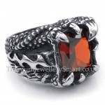 Titanium Ring with Red Zircon