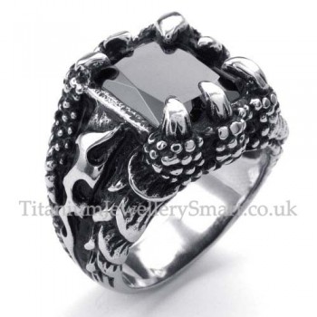 Titanium Ring with Black Zircon