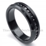 Black Titanium Ring with Rhinestone