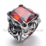 Titanium Ring with Red Zircon