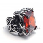 Titanium Ring with Red Zircon