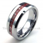 Silver Red Tungsten Carbon Fiber Rings