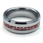 Silver Red Tungsten Carbon Fiber Rings