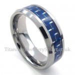 Mens Tungsten Blue Carbon Ring