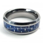 Mens Tungsten Blue Carbon Ring