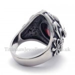 Cross Titanium Ring with Red Zircon