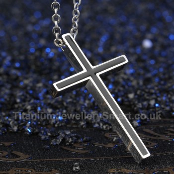 Titanium Mens Cross Rose Gold Pendant