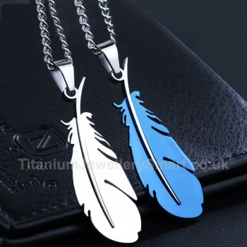 Titanium Feather-shaped Mens Pendant