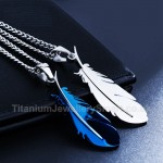 Titanium Feather-shaped Mens Pendant