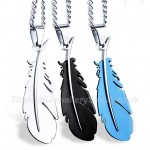 Titanium Feather-shaped Mens Pendant