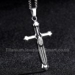 Titanium Feather-shaped Cross Mens Retro Pendant