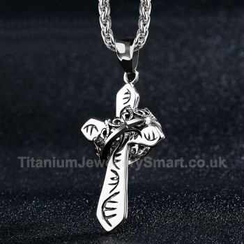 Titanium Imperial Crown Cross Mens Pendant