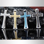 Titanium Black Two Layer Mens Cross Pendant