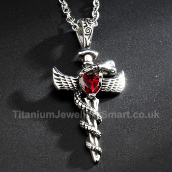 Titanium Retro Mens Cross Pendant