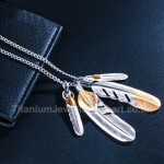 Titanium Retro Mens Feather-shaped Pendant