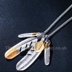 Titanium Retro Mens Feather-shaped Pendant