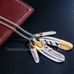 Titanium Retro Mens Feather-shaped Pendant