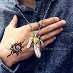 Titanium Retro Mens Feather-shaped Pendant