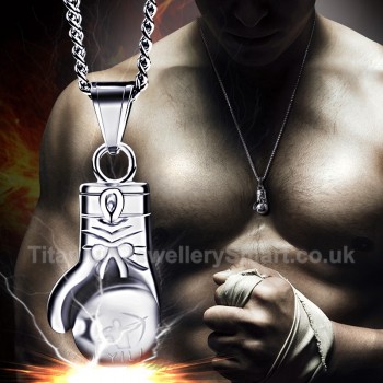 Titanium Sport Mens Boxing Gloves Pendant