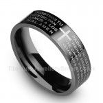 Titanium Black Cross Mens Ring