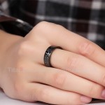 Titanium Black Cross Mens Ring