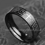 Titanium Black Cross Mens Ring