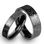 Titanium Black Cross Mens Ring