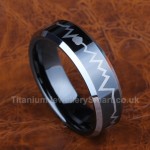 Titanium ECG Mens Black Ring