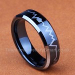 Titanium ECG Mens Black Ring