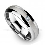 Titanium Mens Ring with Rhinestones