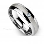Titanium Mens Ring with Rhinestones