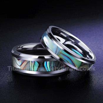 Titanium Mens Ring with Shell