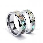 Titanium Mens Ring with Shell