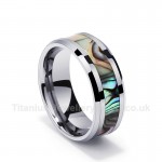 Titanium Mens Ring with Shell