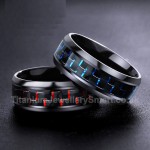 Titanium Mens Black Carbon Fiber Ring