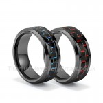 Titanium Mens Black Carbon Fiber Ring