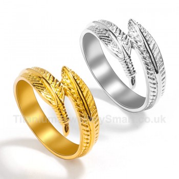 Titanium Unisex Feather-shaped Retro Ring