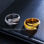 Titanium Unisex Feather-shaped Retro Ring