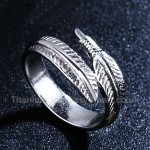 Titanium Unisex Feather-shaped Retro Ring
