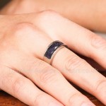 Titanium Mens Ring with Crystal