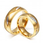 Titanium (One Pair) Mens Golden Ring with Rhinestones