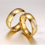 Titanium (One Pair) Mens Golden Ring with Rhinestones