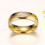 Titanium (One Pair) Mens Golden Ring with Rhinestones