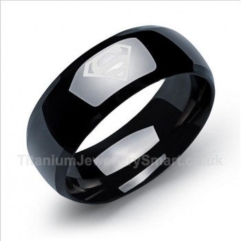 Titanium Mens Black Ring