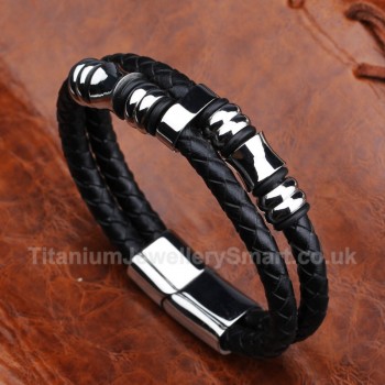 Leather Retro Mens Weave Bracelet