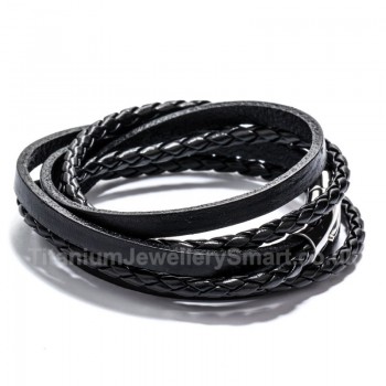 Leather Weave Mens Bracelet