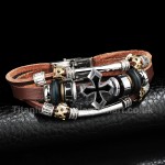 Leather Mens Retro Cross Bracelet