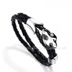 Titanium,Leather Cross Weave Unisex Bracelet