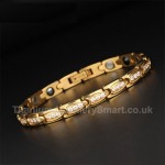 Titanium Rose Golden Womens Bracelet with Rhinestones