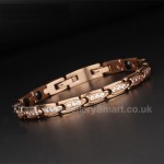 Titanium Rose Golden Womens Bracelet with Rhinestones